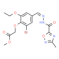 ChemSpider 2D Image | Methyl {2-bromo-6-ethoxy-4-[(Z)-{[(3-methyl-1,2,4-oxadiazol-5-yl)carbonyl]hydrazono}methyl]phenoxy}acetate | C16H17BrN4O6