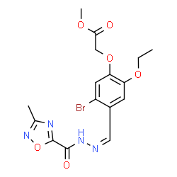 ChemSpider 2D Image | Methyl {5-bromo-2-ethoxy-4-[(Z)-{[(3-methyl-1,2,4-oxadiazol-5-yl)carbonyl]hydrazono}methyl]phenoxy}acetate | C16H17BrN4O6