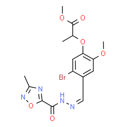 ChemSpider 2D Image | Methyl 2-{5-bromo-2-methoxy-4-[(Z)-{[(3-methyl-1,2,4-oxadiazol-5-yl)carbonyl]hydrazono}methyl]phenoxy}propanoate | C16H17BrN4O6