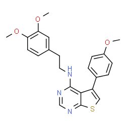 ChemSpider 2D Image | Thieno[2,3-d]pyrimidin-4-amine, N-[2-(3,4-dimethoxyphenyl)ethyl]-5-(4-methoxyphenyl)- | C23H23N3O3S