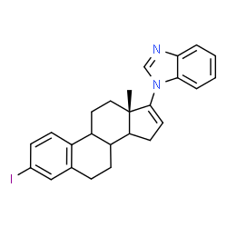 ChemSpider 2D Image | (8xi,9xi,14xi)-17-(1H-Benzimidazol-1-yl)-3-iodoestra-1,3,5(10),16-tetraene | C25H25IN2