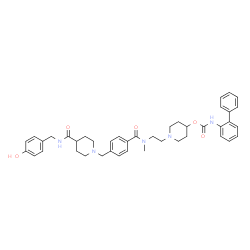 ChemSpider 2D Image | 1-(2-{[4-({4-[(4-Hydroxybenzyl)carbamoyl]-1-piperidinyl}methyl)benzoyl](methyl)amino}ethyl)-4-piperidinyl 2-biphenylylcarbamate | C42H49N5O5