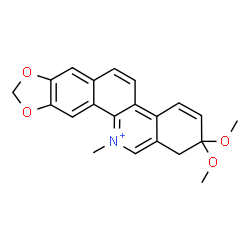 ChemSpider 2D Image | 2,2-Dimethoxy-12-methyl-1,2-dihydro[1,3]benzodioxolo[5,6-c]phenanthridin-12-ium | C21H20NO4