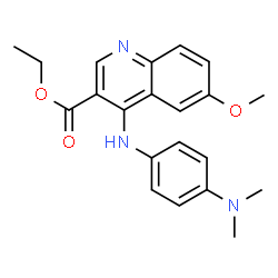ChemSpider 2D Image | ethyl 4-{[4-(dimethylamino)phenyl]amino}-6-methoxyquinoline-3-carboxylate | C21H23N3O3