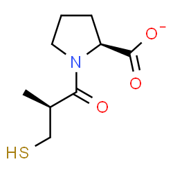 ChemSpider 2D Image | (2S)-1-[(2S)-2-Methyl-3-sulfanylpropanoyl]-2-pyrrolidinecarboxylate | C9H14NO3S