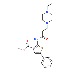 ChemSpider 2D Image | Methyl 2-{[3-(4-ethylpiperazin-1-yl)propanoyl]amino}-5-phenylthiophene-3-carboxylate | C21H27N3O3S