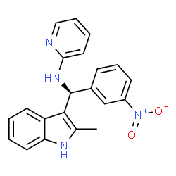 ChemSpider 2D Image | N-[(S)-(2-Methyl-1H-indol-3-yl)(3-nitrophenyl)methyl]-2-pyridinamine | C21H18N4O2