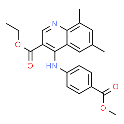 ChemSpider 2D Image | ethyl 4-{[4-(methoxycarbonyl)phenyl]amino}-6,8-dimethylquinoline-3-carboxylate | C22H22N2O4