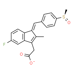 ChemSpider 2D Image | [(1E)-5-Fluoro-2-methyl-1-{4-[(R)-methylsulfinyl]benzylidene}-1H-inden-3-yl]acetate | C20H16FO3S