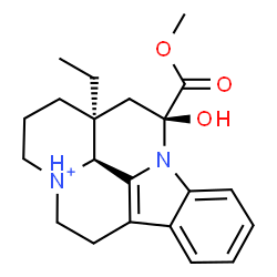 ChemSpider 2D Image | (3alpha,14beta,16alpha)-14-Hydroxy-14-(methoxycarbonyl)-14,15-dihydroeburnamenin-4-ium | C21H27N2O3