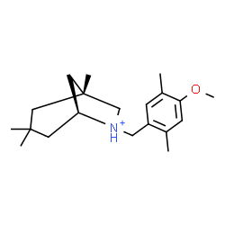 ChemSpider 2D Image | (1R,5S)-6-(4-Methoxy-2,5-dimethylbenzyl)-1,3,3-trimethyl-6-azoniabicyclo[3.2.1]octane | C20H32NO