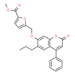 ChemSpider 2D Image | methyl 5-[(2-oxo-4-phenyl-6-propyl-chromen-7-yl)oxymethyl]furan-2-carboxylate | C25H22O6
