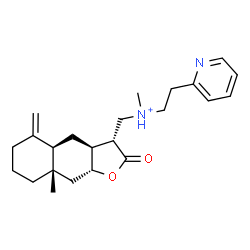 ChemSpider 2D Image | N-Methyl-N-{[(3R,3aS,4aR,8aS,9aR)-8a-methyl-5-methylene-2-oxododecahydronaphtho[2,3-b]furan-3-yl]methyl}-2-(2-pyridinyl)ethanaminium | C23H33N2O2