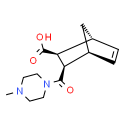 ChemSpider 2D Image | (1R,2S,3R,4S)-3-[(4-Methyl-1-piperazinyl)carbonyl]bicyclo[2.2.1]hept-5-ene-2-carboxylic acid | C14H20N2O3