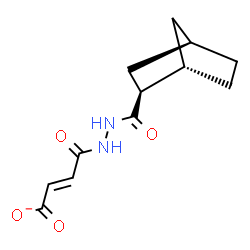 ChemSpider 2D Image | (2E)-4-{2-[(1S,2S,4R)-Bicyclo[2.2.1]hept-2-ylcarbonyl]hydrazino}-4-oxo-2-butenoate | C12H15N2O4