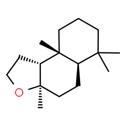 ChemSpider 2D Image | (3aR,5aR,9aR,9bR)-3a,6,6,9a-Tetramethyldodecahydronaphtho[2,1-b]furan | C16H28O