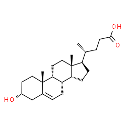 ChemSpider 2D Image | (3alpha,9beta,14beta)-3-Hydroxychol-5-en-24-oic acid | C24H38O3