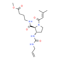 ChemSpider 2D Image | Methyl 4-{[(3S)-3-[(allylcarbamoyl)amino]-1-(3-methyl-2-butenoyl)-L-prolyl]amino}butanoate | C19H30N4O5