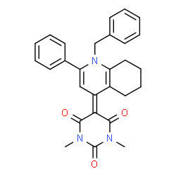 ChemSpider 2D Image | 5-(1-benzyl-2-phenyl-5,6,7,8-tetrahydroquinolin-4-ylidene)-1,3-dimethyl-hexahydropyrimidine-2,4,6-trione | C28H27N3O3