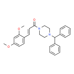 ChemSpider 2D Image | (2E)-3-(2,4-Dimethoxyphenyl)-1-[4-(diphenylmethyl)piperazin-1-yl]prop-2-en-1-one | C28H30N2O3