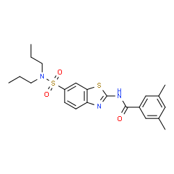 ChemSpider 2D Image | N-[6-(Dipropylsulfamoyl)-1,3-benzothiazol-2-yl]-3,5-dimethylbenzamide | C22H27N3O3S2