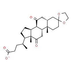 ChemSpider 2D Image | (4S)-4-[(5R,8S,9R,10S,13R,14S,17R)-10,13-Dimethyl-7,12-dioxohexadecahydrospiro[cyclopenta[a]phenanthrene-3,2'-[1,3]dioxolan]-17-yl]pentanoate | C26H37O6