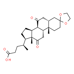 ChemSpider 2D Image | (4S)-4-[(5R,8S,9R,10S,13R,14S,17R)-10,13-Dimethyl-7,12-dioxohexadecahydrospiro[cyclopenta[a]phenanthrene-3,2'-[1,3]dioxolan]-17-yl]pentanoic acid | C26H38O6