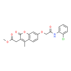 ChemSpider 2D Image | methyl 2-[7-[2-[(2-chlorophenyl)amino]-2-oxo-ethoxy]-4-methyl-2-oxo-chromen-3-yl]acetate | C21H18ClNO6