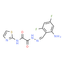 ChemSpider 2D Image | 2-[(2Z)-2-(2-Amino-4,6-difluorobenzylidene)hydrazino]-2-oxo-N-(1,3-thiazol-2-yl)acetamide | C12H9F2N5O2S