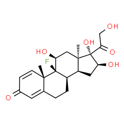ChemSpider 2D Image | (8alpha,9beta,11beta,13alpha,16beta)-9-Fluoro-11,16,17,21-tetrahydroxypregna-1,4-diene-3,20-dione | C21H27FO6