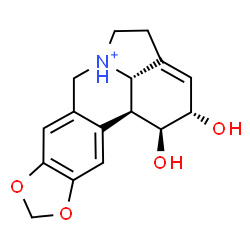 ChemSpider 2D Image | (1S,2S,12bS,12cS)-1,2-Dihydroxy-2,4,5,7,12b,12c-hexahydro-1H-[1,3]dioxolo[4,5-j]pyrrolo[3,2,1-de]phenanthridin-6-ium | C16H18NO4