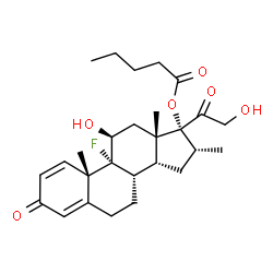 ChemSpider 2D Image | (11beta,14beta,16alpha)-9-Fluoro-11,21-dihydroxy-16-methyl-3,20-dioxopregna-1,4-dien-17-yl valerate | C27H37FO6