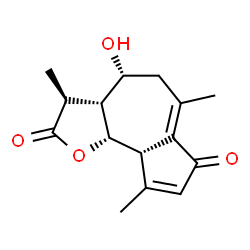 ChemSpider 2D Image | (3S,3aR,4R,9aS,9bS)-4-Hydroxy-3,6,9-trimethyl-3,3a,4,5,9a,9b-hexahydroazuleno[4,5-b]furan-2,7-dione | C15H18O4