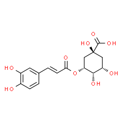 ChemSpider 2D Image | (1S,3R,4S,5S)-3-{[(2E)-3-(3,4-Dihydroxyphenyl)-2-propenoyl]oxy}-1,4,5-trihydroxycyclohexanecarboxylic acid | C16H18O9