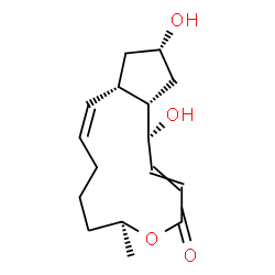 ChemSpider 2D Image | (1R,6S,11aS,13S,14aS)-1,13-Dihydroxy-6-methyl-1,6,7,8,9,11a,12,13,14,14a-decahydro-4H-cyclopenta[f]oxacyclotridecin-4-one | C16H24O4