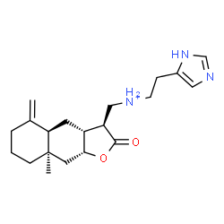 ChemSpider 2D Image | 2-(1H-Imidazol-5-yl)-N-{[(3S,3aR,4aR,8aR,9aR)-8a-methyl-5-methylene-2-oxododecahydronaphtho[2,3-b]furan-3-yl]methyl}ethanaminium | C20H30N3O2