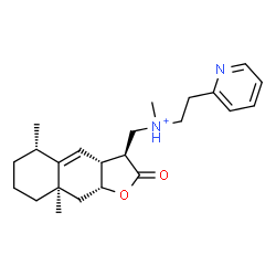 ChemSpider 2D Image | N-{[(3S,3aR,5S,8aR,9aR)-5,8a-Dimethyl-2-oxo-2,3,3a,5,6,7,8,8a,9,9a-decahydronaphtho[2,3-b]furan-3-yl]methyl}-N-methyl-2-(2-pyridinyl)ethanaminium | C23H33N2O2