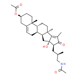 ChemSpider 2D Image | (3beta,8alpha,9beta,13alpha,16beta,23S,25R)-26-Acetamido-16-hydroxy-22-oxo-16,23-cyclocholesta-5,17-dien-3-yl acetate | C31H45NO5