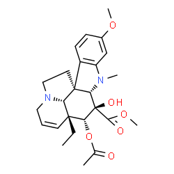 ChemSpider 2D Image | Methyl (3alpha,4beta,5alpha,12beta,19alpha)-4-acetoxy-3-hydroxy-16-methoxy-1-methyl-6,7-didehydroaspidospermidine-3-carboxylate | C25H32N2O6