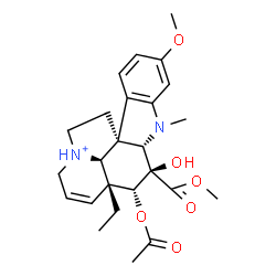 ChemSpider 2D Image | (3alpha,4beta,5alpha,12beta)-4-Acetoxy-3-hydroxy-16-methoxy-3-(methoxycarbonyl)-1-methyl-6,7-didehydroaspidospermidin-9-ium | C25H33N2O6