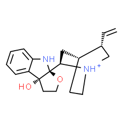 ChemSpider 2D Image | (2R,4R,5S)-2-[(3aR,8aS)-3a-Hydroxy-2,3,3a,8-tetrahydro-8aH-furo[2,3-b]indol-8a-yl]-5-vinyl-1-azoniabicyclo[2.2.2]octane | C19H25N2O2