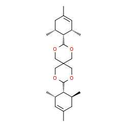 ChemSpider 2D Image | 3-[(1R,2S,6R)-2,4,6-Trimethyl-3-cyclohexen-1-yl]-9-[(1R,2S,6S)-2,4,6-trimethyl-3-cyclohexen-1-yl]-2,4,8,10-tetraoxaspiro[5.5]undecane | C25H40O4