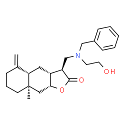 ChemSpider 2D Image | (3S,3aR,4aS,8aR,9aR)-3-{[Benzyl(2-hydroxyethyl)amino]methyl}-8a-methyl-5-methylenedecahydronaphtho[2,3-b]furan-2(3H)-one | C24H33NO3