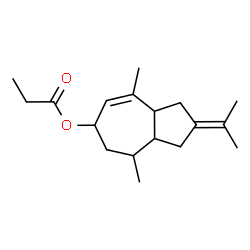 ChemSpider 2D Image | 2-Isopropylidene-4,8-dimethyl-1,2,3,3a,4,5,6,8a-octahydro-6-azulenyl propionate | C18H28O2