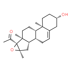 ChemSpider 2D Image | (3beta,8alpha,16alpha)-3-Hydroxy-16-methyl-16,17-epoxypregn-5-en-20-one | C22H32O3