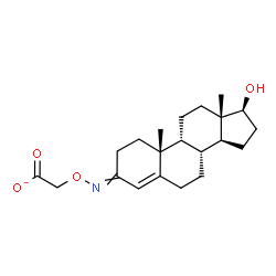 ChemSpider 2D Image | ({[(9beta,17beta)-17-Hydroxyandrost-4-en-3-ylidene]amino}oxy)acetate | C21H30NO4