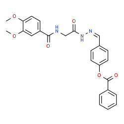 ChemSpider 2D Image | 4-[(Z)-({[(3,4-Dimethoxybenzoyl)amino]acetyl}hydrazono)methyl]phenyl benzoate (non-preferred name) | C25H23N3O6