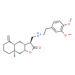 ChemSpider 2D Image | 2-(3,4-Dimethoxyphenyl)-N-{[(3S,3aR,4aS,8aR,9aR)-8a-methyl-5-methylene-2-oxododecahydronaphtho[2,3-b]furan-3-yl]methyl}ethanaminium | C25H36NO4