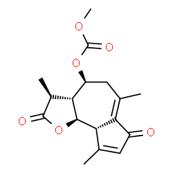 ChemSpider 2D Image | Methyl (3S,3aR,4S,9aS,9bR)-3,6,9-trimethyl-2,7-dioxo-2,3,3a,4,5,7,9a,9b-octahydroazuleno[4,5-b]furan-4-yl carbonate | C17H20O6