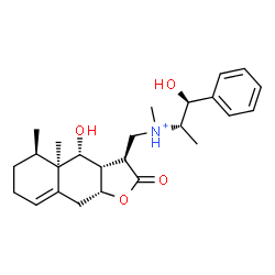 ChemSpider 2D Image | (1S,2S)-1-Hydroxy-N-{[(3S,3aS,4R,4aR,5R,9aR)-4-hydroxy-4a,5-dimethyl-2-oxo-2,3,3a,4,4a,5,6,7,9,9a-decahydronaphtho[2,3-b]furan-3-yl]methyl}-N-methyl-1-phenyl-2-propanaminium | C25H36NO4